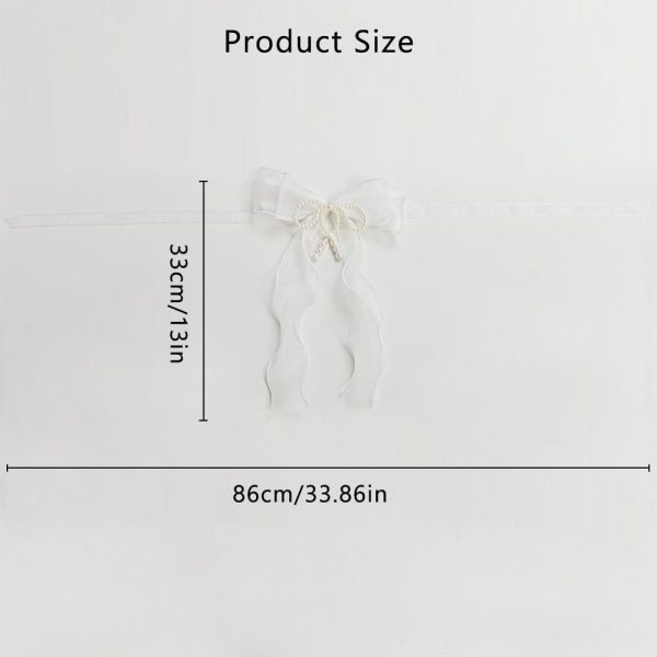 2 Pcs Bowknot Curtain Tiebacks, Butterfly Curtain Ties with Pearls, Sweet Bow Curtain Holdbacks Buckles for Home Decorative (White)