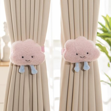 Snap-Fit Indoor Outdoor Curtain Tieback 2PACK Cute Cloud Buckle Curtain Tiebacks Decorative Rope Cloud Window Treatment Holdbacks for Kids Baby’s Girl Women Room Bedroom Decor