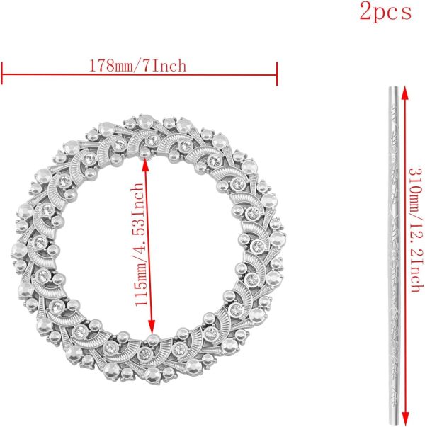 2 Pack Silver Curtain Tiebacks Round Curtain Holdbacks Plastic Curtain Clips Buckle Drapery Holdbacks Crystal Drapery Tiebacks for Home Window Decoration, with Fixing Rod (20 Crystals, Silver)