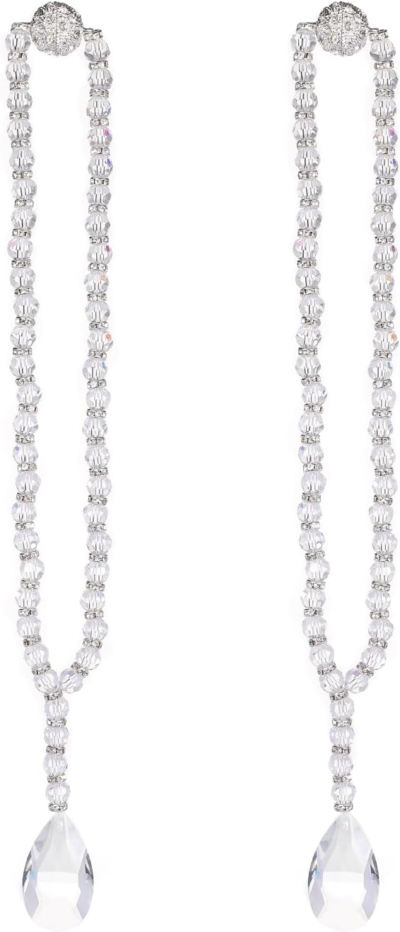 1 Pair of Luxury Crystal Beaded Magnetic Curtain Tieback and Holdback Curtain Clips Curtain Buckle Curtain Holder  Curtain Holdbacks for Drapes,Crystal