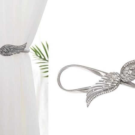 Curtain Tiebacks Tie Backs for Curtains Damp Proof Curtain Rope Buckle Oxidation Resistant Decorative Curtain Holdback for Home, Office, Hotel Window Decoration- Silver(1Pcs)