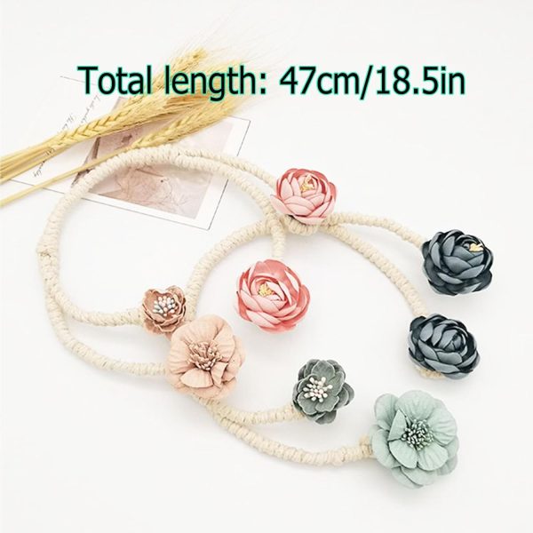 Boho Flower Curtain tie Backs Handmade Curtains tiebacks Curtain Holder Tie Backs for Curtains Braided,Cute Flower Curtain Ties Decorative Rope for Bedroom Window Treatment
