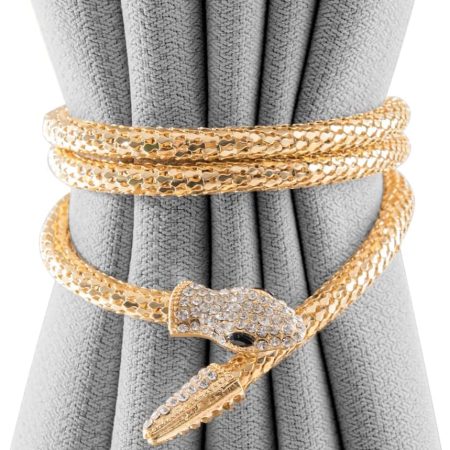 Magnetic Curtain Tiebacks Stainless Steel Curtain Buckle Tie Backs Set of 2 (yellow1)