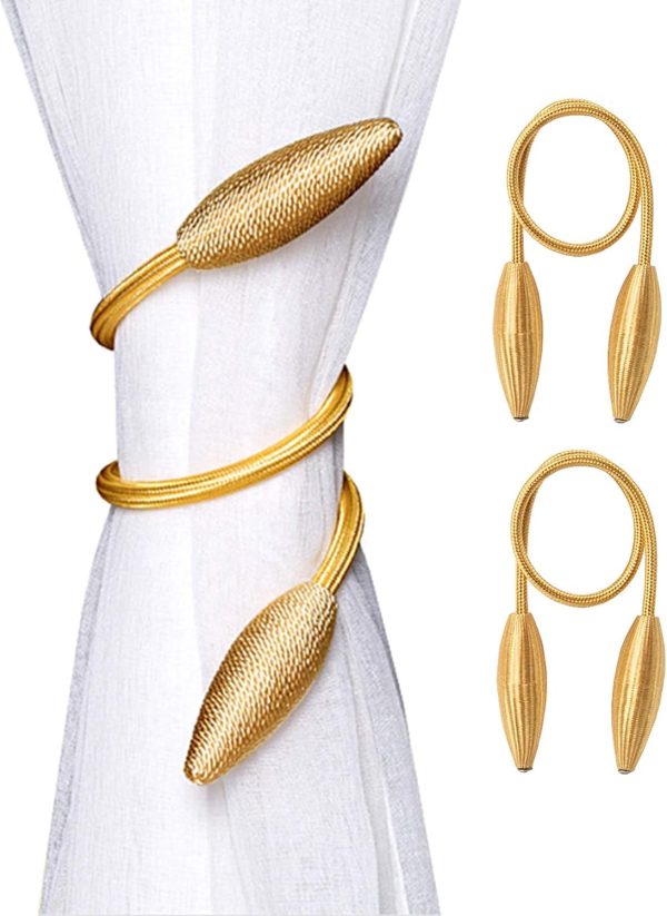 2-Pack Curtain Holdbacks Curtains Tiebacks Home Decorative Window Drape Twist TieBacks Random Modelling Curtain Holdbacks (Gold)