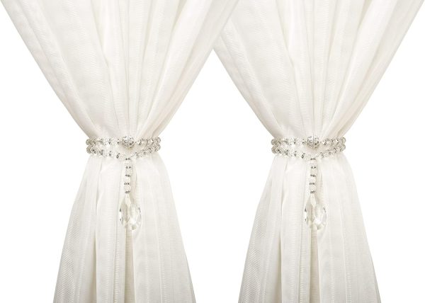 1 Pair of Luxury Crystal Beaded Magnetic Curtain Tieback and Holdback Curtain Clips Curtain Buckle Curtain Holder  Curtain Holdbacks for Drapes,Crystal